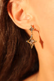 14K Real Gold Plated Diamond Star Earrings