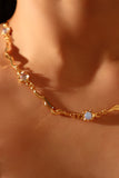 18K Real Gold Plated Multi Moonstones Wave Necklace