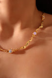 18K Real Gold Plated Multi Moonstones Wave Necklace