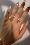 18K Real Gold Plated White Opal Ring