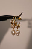 18K Real Gold Foil Pearl Hoop Earrings