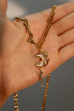 18K Real Gold Plated Moon Star Necklace