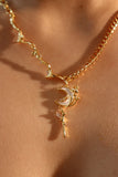 18K Real Gold Plated Moon Star Necklace