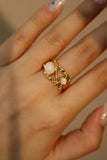 18K Real Gold Plated White Opal Crown Ring