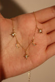 18K Gold Vermeil Multi Moon Star Necklace