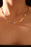 18K Real Gold Plated Multi Moonstones Wave Necklace