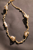 18K Real Gold Plated White Pearls Necklace