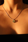 Platinum Plated Natural Jade Pendant Necklace