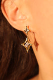 14K Real Gold Plated Diamond Star Earrings