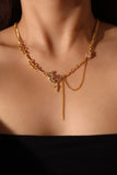 18K Real Gold Plated Purple Gem Moon Star Necklace