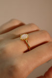 24k Gold 925 Sterling Silver White Opal Ring