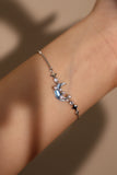 Platinum Plated Moonstone Moon Star Bracelet