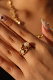 18K Real Gold Plated White Opal Crown Ring