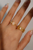 24k Gold 925 Sterling Silver White Opal Ring