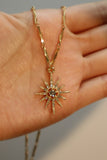 14K Real Gold Plated Diamond Pole Star Layer Necklace