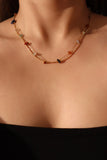 18K Gold Multi Color Natural Jade Necklace