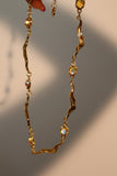 18K Real Gold Plated Multi Moonstones Wave Necklace