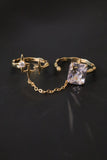 18K Real Gold Plated 2 in 1 Chain Stars Diamond Ring