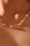 18K Real Gold Plated Multi Moonstones Wave Necklace