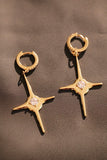 18K Real Gold Plated Diamond Star Dangle Earrings