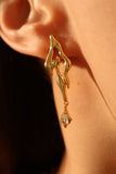 18K Real Gold Plated Blue Gem Flame Earrings