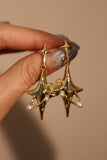 18K Real Gold Plated Saturn Star Earrings