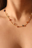 18K Gold Multi Color Natural Jade Necklace