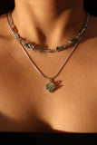 Platinum Plated Natural Jade Pendant Necklace