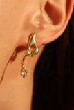 18K Real Gold Plated Blue Gem Flame Earrings