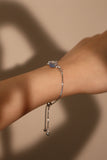 Platinum Plated Moonstone Moon Star Bracelet