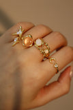 18K Real Gold Plated White Opal Crown Ring