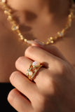 18K Real Gold Plated White Opal Crown Ring