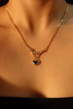 18K Real Gold Plated Black Heart Necklace