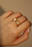 18K Real Gold Plated White Opal Crown Ring