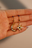 18K Gold Vermeil Moon Star Color Gem Earrings