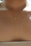 24K Double Gold Cross Necklace