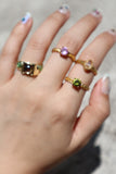 18K Gold Stainless Steel Green Gem Ring