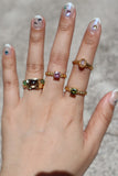 18K Gold Stainless Steel Green Gem Ring