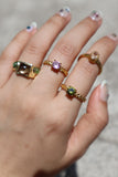 18K Gold Stainless Steel Green Gem Ring