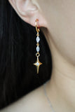 24K Gold Star Dangle Earrings