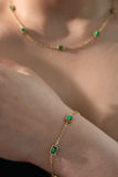 18K Real Gold Stainless Steel Multi Green Gems Necklace