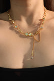 18K Real Gold Plated Opal Twist Necklace