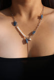 Platinum Plated Denim Pearl Necklace