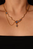 18K Real Gold Plated Deep Blue Moonstone Dangle Necklace