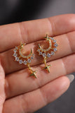 18K Real Gold Plated Diamonds Moon Star Earrings