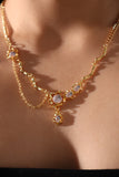 18K Real Gold Plated Moonstone Dangle Necklace