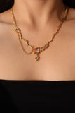 18K Real Gold Plated Moonstone Dangle Necklace