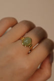 18K Real Gold Stainless Steel Natural Jade Ring