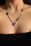 Platinum Plated Denim Pearl Necklace