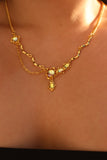 18K Real Gold Plated Opal Dangle Necklace